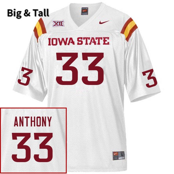 Iowa State Cyclones Men's #33 Cale Anthony Nike NCAA Authentic White Big & Tall College Stitched Football Jersey CZ42H82PB